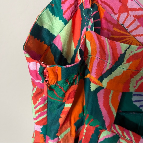 Farm Rio Pleated Palm Midi Dress Tropical - Picture 13 of 16